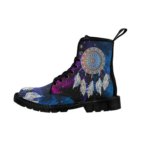 Image of Blue Dream Catcher Womens Boot Hippie,Combat Style Boots,Emo Punk Boots,Goth Winter Boots,Casual Boots