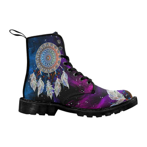 Blue Dream Catcher Womens Boot Hippie,Combat Style Boots,Emo Punk Boots,Goth Winter Boots,Casual Boots