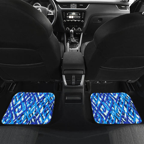 Image of Blue Ethnic Design Pattern Car Mats Back/Front, Floor Mats Set, Car Accessories
