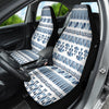 Boho Blue Aztec Ethnic Car Seat Covers, Bohemian Front Seat Protectors, 2pc Car