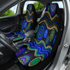 Blue Ethnic Design Car Seat Covers, Front Seat Protectors Pair, Auto