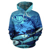 Blue Fish Aqua Hoodie Fashion Wear,Fashion Clothes,Handmade Hoodie,Floral,Pullover Hoodie,Hooded Sweatshirt,Hoodie Sweatshirt