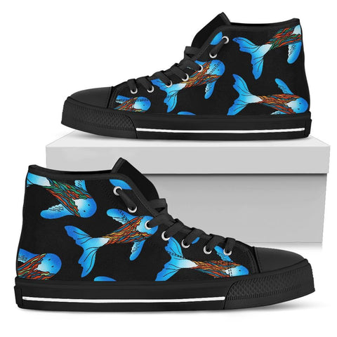 Image of Blue Fish High,Top Canvas Shoes for Women, Streetwear, Premium Quality