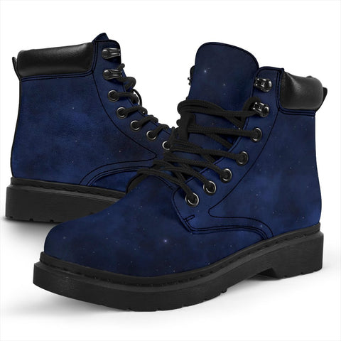 Image of Blue Galaxy Leather Boots Women,Women Girl Gift,Handmade Boots,Streetwear,All Season Boots,Vegan ,Casual WearLeather,Rain Boots,