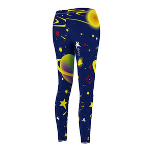 Blue Galaxy Multicolored Colorful Planet Outer Space Women's Cut & Sew Casual
