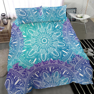 Blue Gradient Floral Mandala Bedding Coverlet, Bedding Set, Twin Duvet Cover,Multi Colored,Quilt Cover,Bedroom Set,Bedding Set,Pillow Cases