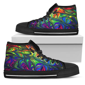 Blue Green And Red Abstract,Streetwear,All Star,Custom Shoes, Womens High Top, Bright Colorful,Mandala Shoes,Fashion Shoes,Casual Shoes