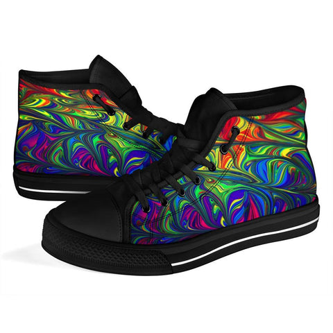 Image of Blue Green And Red Abstract,Streetwear,All Star,Custom Shoes, Womens High Top, Bright Colorful,Mandala Shoes,Fashion Shoes,Casual Shoes