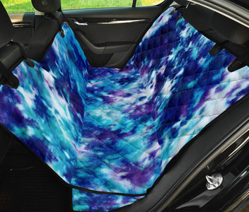 Blue Grunge Tie Dye Abstract Art - Pet-Friendly Car Back Seat Covers, Stylish Seat Protector, Unique Car Accessories