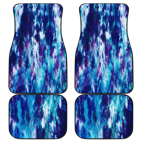 Image of Blue Grunge Tie Dye Abstract Art Car Mats Back/Front, Floor Mats Set, Car Accessories