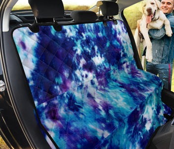 Blue Grunge Tie Dye Abstract Art - Pet-Friendly Car Back Seat Covers, Stylish Seat Protector, Unique Car Accessories