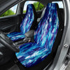 Grunge Tie Dye Blue Car Seat Covers, Abstract Art Front Seat Protectors Pair,