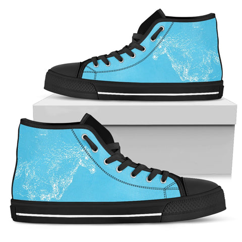 Image of Blue Horses Women's High Top High Quality,Handmade Crafted Multi Colored, Canvas Shoes, High Tops Sneaker, Boho,All Star,Custom Shoes