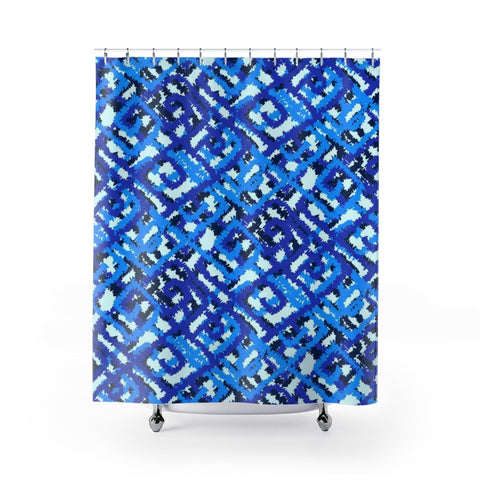 Image of Blue Line Abstract Multicolored Shower Curtains, Water Proof Bath Decor | Spa |