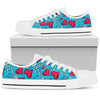 Blue Love Hearts Canvas Shoes,High Quality, Hippie, Low Tops Sneaker,Streetwear, Multi Colored,All Star,Custom Shoes,Women's Low Top