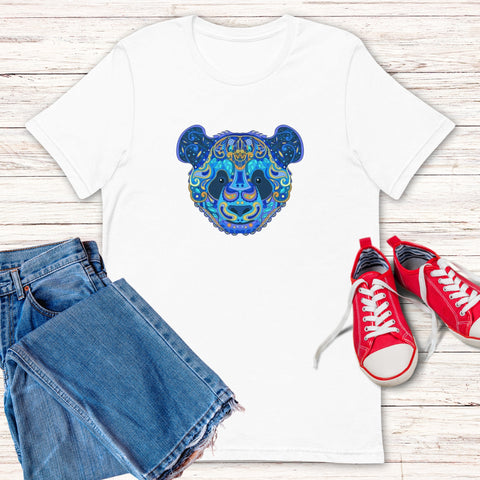 Image of Blue Mandala Panda Unisex T,Shirt, Mens, Womens, Short Sleeve Shirt, Graphic