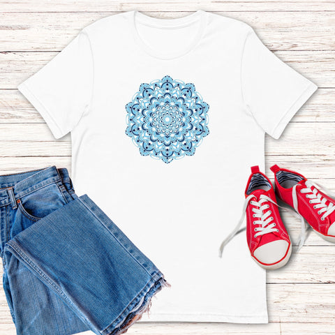 Image of Blue Mandala Unisex T,Shirt, Mens, Womens, Short Sleeve Shirt, Graphic Tee,