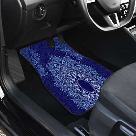 Image of Blue Mandalas Boho Chic Bohemian Car Mats Back/Front, Floor Mats Set, Car Accessories