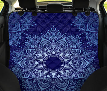 Blue Mandalas Boho Chic Design - Bohemian Car Back Seat Covers for Pets, Abstract Art Seat Protector, Unique Car Accessories