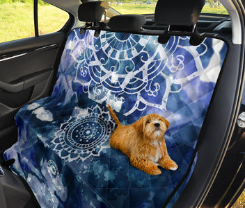 Bohemian Blue Mandalas Decor , Artistic Car Back Seat Pet Covers, Unique