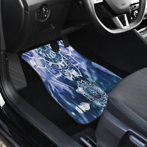 Image of Blue Mandalas Decor Bohemian Car Mats Back/Front, Floor Mats Set, Car