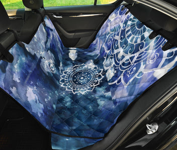 Bohemian Blue Mandalas Decor , Artistic Car Back Seat Pet Covers, Unique