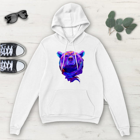 Image of Blue Multicolored Bear Classic Unisex Pullover Hoodie, Mens, Womens, Hoodie