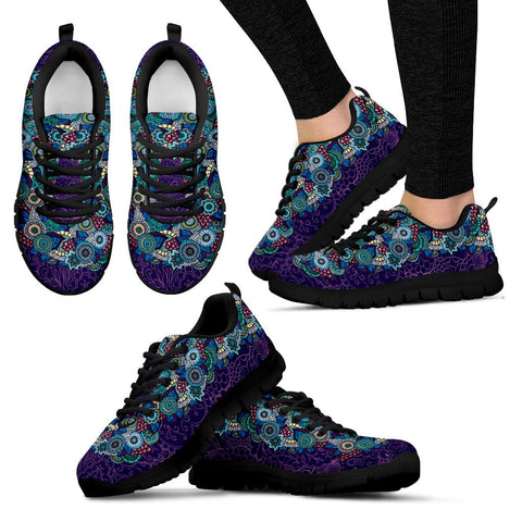 Image of Blue Multicolored Black Sole Paisley Custom Shoes, Womens, Mens, Low Top Shoes, Shoes,Running Athletic Sneakers,Kicks Sports Wear, Shoes