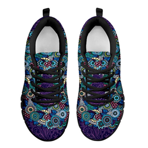 Blue Multicolored Black Sole Paisley Custom Shoes, Womens, Mens, Low Top Shoes, Shoes,Running Athletic Sneakers,Kicks Sports Wear, Shoes