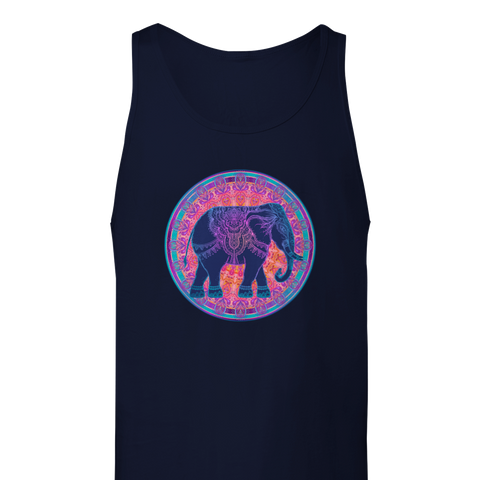 Image of Blue Multicolored Elephant Colorful Mandala Premium Unisex Tank Top, Graphic