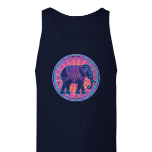 Blue Multicolored Elephant Colorful Mandala Premium Unisex Tank Top, Graphic