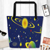 Blue Multicolored Galaxy Planets Large Tote Bag, Weekender Tote/ Hospital Bag/