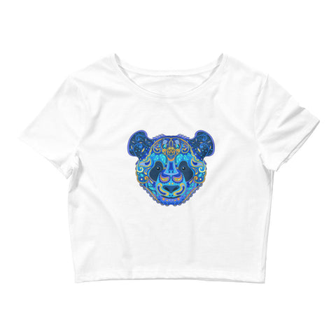 Image of Blue Multicolored Mandala Panda Women’S Crop Tee, Fashion Style Cute crop top,