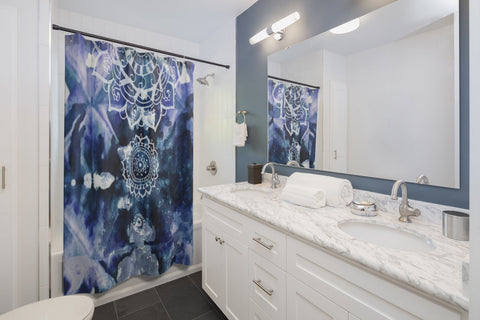 Image of Blue Multicolored Mandala Shower Curtains, Water Proof Bath Decor | Spa |