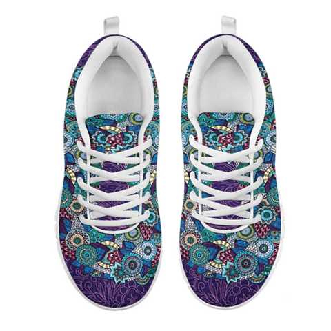 Image of Blue Multicolored Paisley Casual Shoes, Kids Shoes, Custom Shoes, Colorful,Artist Shoes,Running Low Top Shoes, Shoes,Training Shoes