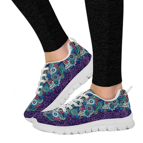 Image of Blue Multicolored Paisley Casual Shoes, Kids Shoes, Custom Shoes, Colorful,Artist Shoes,Running Low Top Shoes, Shoes,Training Shoes
