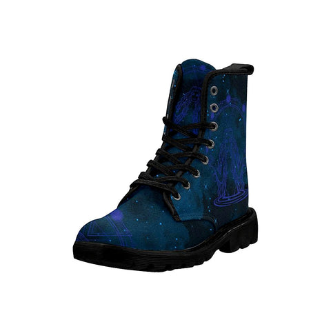 Image of Blue Mystical Goddess Womens Boot Lolita Combat Boots,Hand Crafted,Multi Colored,Streetwear