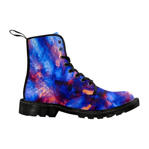 Image of Blue Nebula Womens Combat Style Boots, Lolita Combat Boots,Hand Crafted,Multi Colored,Streetwear