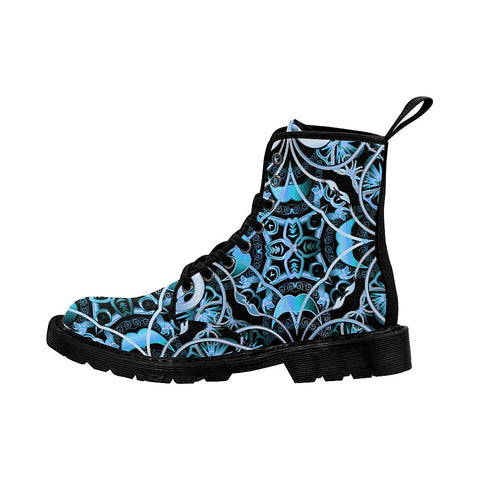 Image of Blue Paisley Colorful Womens Boots Seamless Pattern