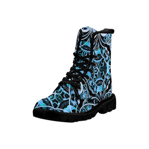 Blue Paisley Colorful Womens Boots Seamless Pattern