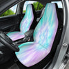Cotton Candy Print Tie Dye Car Seat Covers, Blue & Pink Abstract Art Front Seat