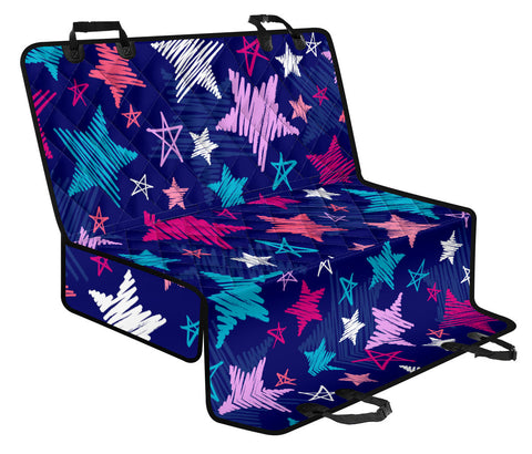 Image of Blue Pink Sketchy Stars Pattern , Abstract Art Car Back Seat Pet Covers,
