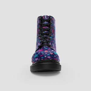 Blue Pink Sketchy Stars Pattern, Vegan Boots, Stylish Wo, Crafted Girls
