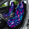 Blue & Pink Sketchy Stars Pattern Car Seat Covers, Front Seat Protectors Pair,