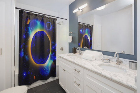 Blue Planet Outer Galaxy Universe Shower Curtains, Water Proof Bath Decor | Spa