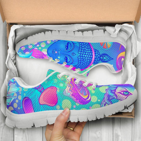 Image of Blue Buddha Women's Sneaker , Breathable, Custom Printed Hippie Style,