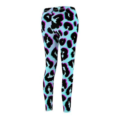 Image of Blue Purple Cheetah Animal Print Leopard Women's Cut & Sew Casual Leggings, Yoga