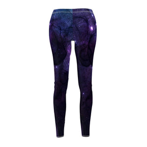 Blue Purple Galaxy Universe Nebula Women's Cut & Sew Casual Leggings, Yoga