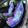 Tie Dye Abstract Art Car Seat Covers, Blue Purple & Green Front Seat Protectors