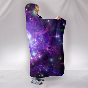 Blue Purple Nebula Colorful Throw,Vibrant Pattern Blanket,Sherpa Blanket,Bright Colorful, Hooded blanket,Blanket Hood,Soft Blanket,Hippie